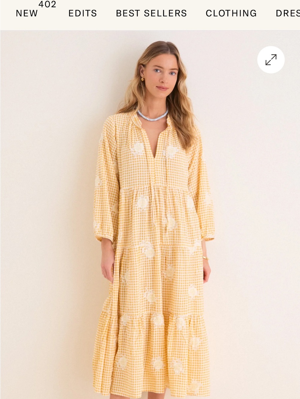 Tuckernuck Yellow Tiered Maxi Dress with Floral Embroidery!! 100% Cotton!!!